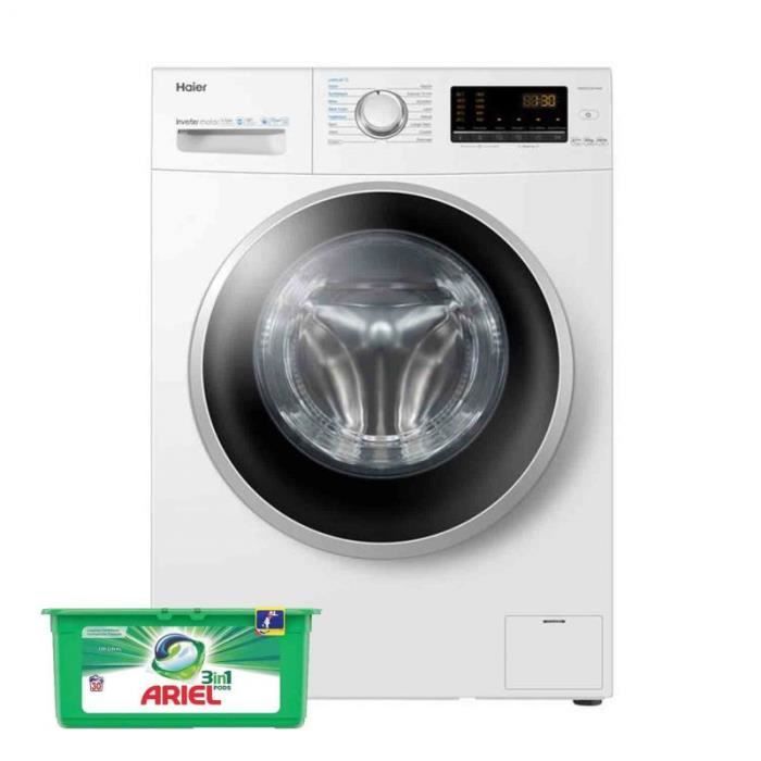HAIER Lave-linge Frontal 10kg 1400trs/min Moteur Inverter Machine à laver hublot 60 Blanc