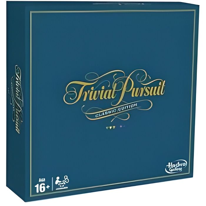Trivial Pursuit Edition classique 2400 questions - Version FR - Plateau retro, vintage - Jeu de societe Quiz culture generale - Ad