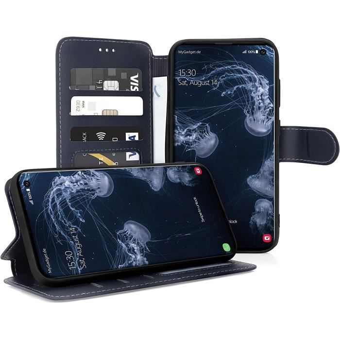 Coque Etui PU Cuir pour Samsung Galaxy S10 Coque - Flip Case Fermeture magnétique - Portefeuille Ultra Fin & Léger - Housse Anti