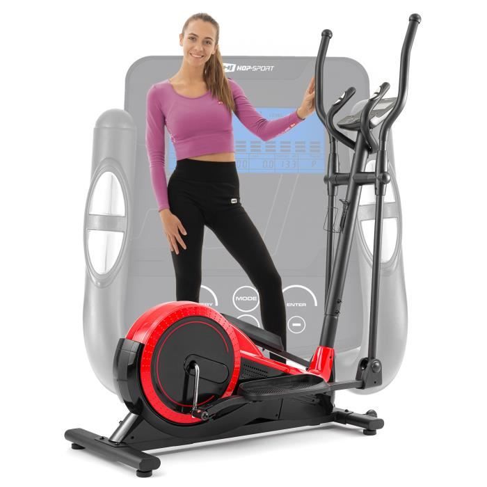 HOP-SPORT Vélo elliptique électromagnétique, Masse d'inertie 14,5 kg, HS-050C Frost, 32 niveaux de résistance, 12 programmes