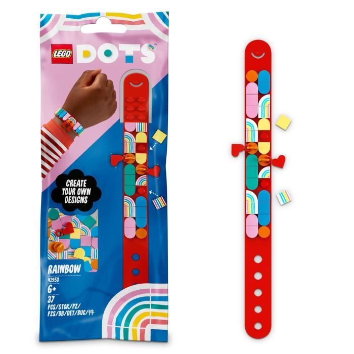 LEGO® 41953 DOTS Bracelet avec des Charms - Arc-en-Ciel, Jouet DIY de Kit de Création de Bijoux dès 6 Ans, Idée Cadeau Anniversaire