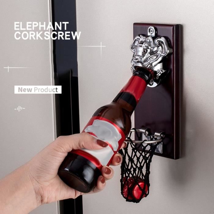décapsuleur Ouvre-bouteille de bière de vin à montage mural avec attrape-bouchon magnétique intégré