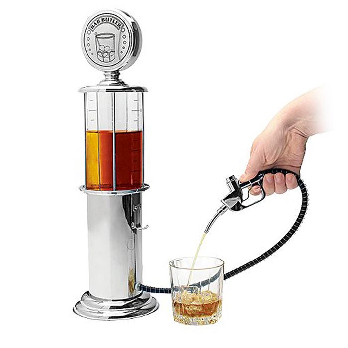 Mister Gadget KV7333 Fontaine à boisson Distributeur avec robinet Pompe à essence Transparent et gris chrome Métal et plastique 90cl