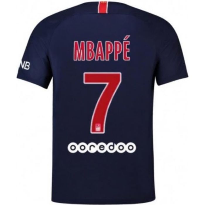 Maillot Homme PSG Paris Saint-Germain Domicile Flocage Officiel MBAPPÉ Numéro 7 Saison 2018-2019