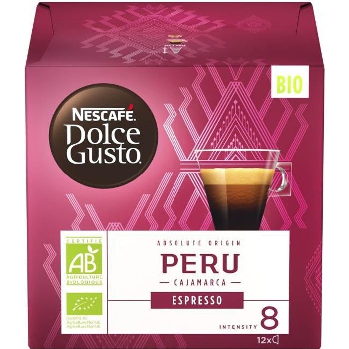 NESCAFE Capsules Dolce Gusto Espresso Bio Peru x12 N°8 - 84 g