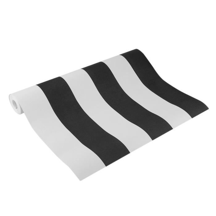 Papier peint - rayure noir et blanc- 10M*52CM chambre salon mur rouleaux belle décoration de la maison