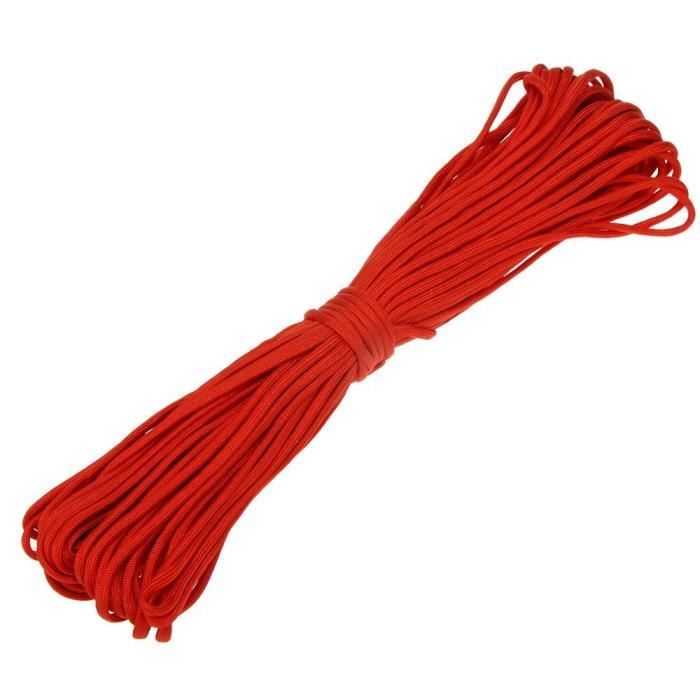 Corde De Sangle pour Parachute À 7 Brins Paracord 30.5M - 100Ft Outil De Survie D'Urgence Extérieur Rouge