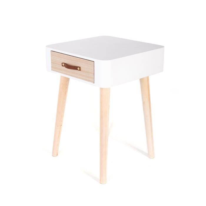 Table de chevet vintage Lilia - L. 35 x H. 48 cm - Blanc