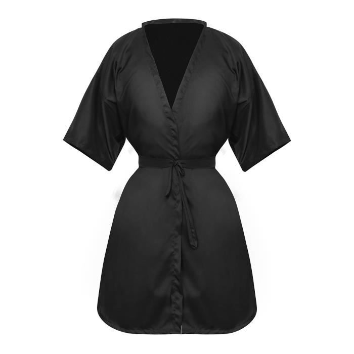 cape de coupe des cheveux blouse de salon style Kimono (Noir)