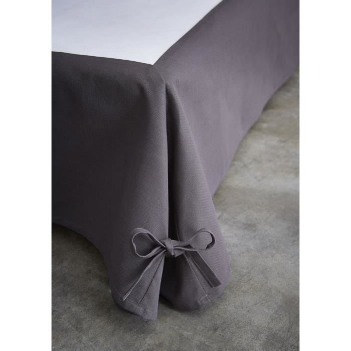 Cache sommier avec nouettes - 160 x 200 cm - Gris foncé
