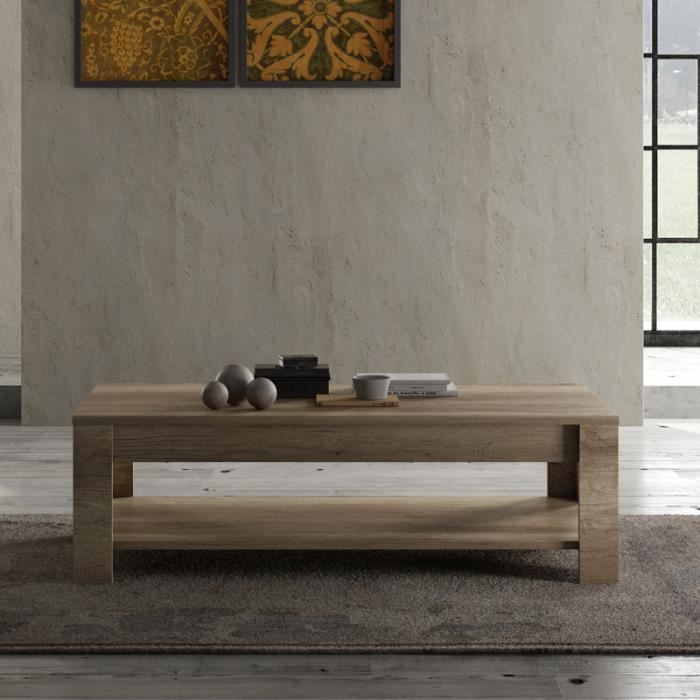 Table basse double plateau Chêne moyen - VERONE - L 140 x l 68 x H 45