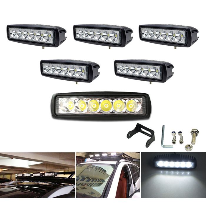 Phares De Travail LED LACYIE 18W - 12V/24V, étanches IP67, 6000K Blanc Froid, Pour 4x4, Moto, Tracteur, Etc.