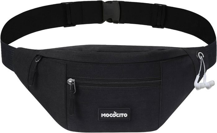 Sac Banane Femme Homme Étanche - Sacoche Ceinture Sport Randonnée Cyclisme, Noir