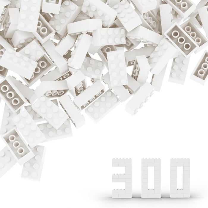 200 Blocs De Construction 2x4 Gris - Compatibles LEGO, Jouet Créatif Enfants