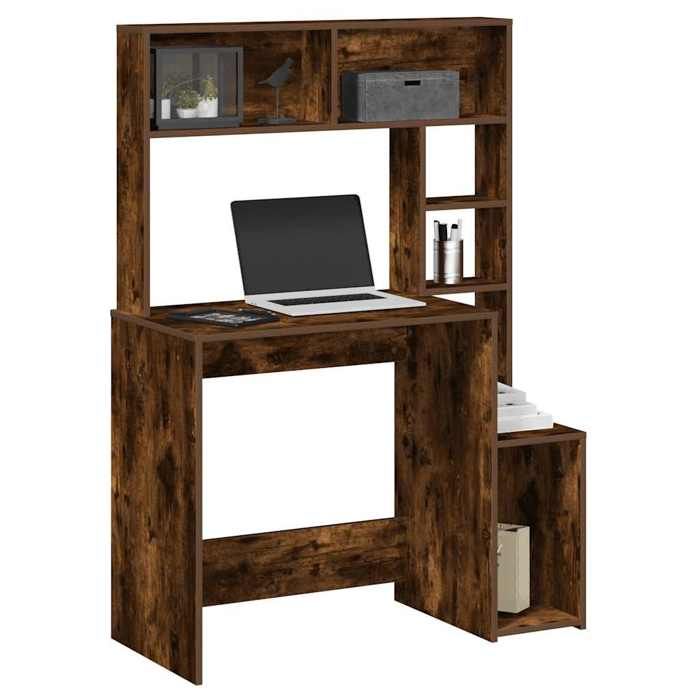 vidaXL Bureau avec étagères chêne fumé 100x45x140 cm bois dingénierie 860440