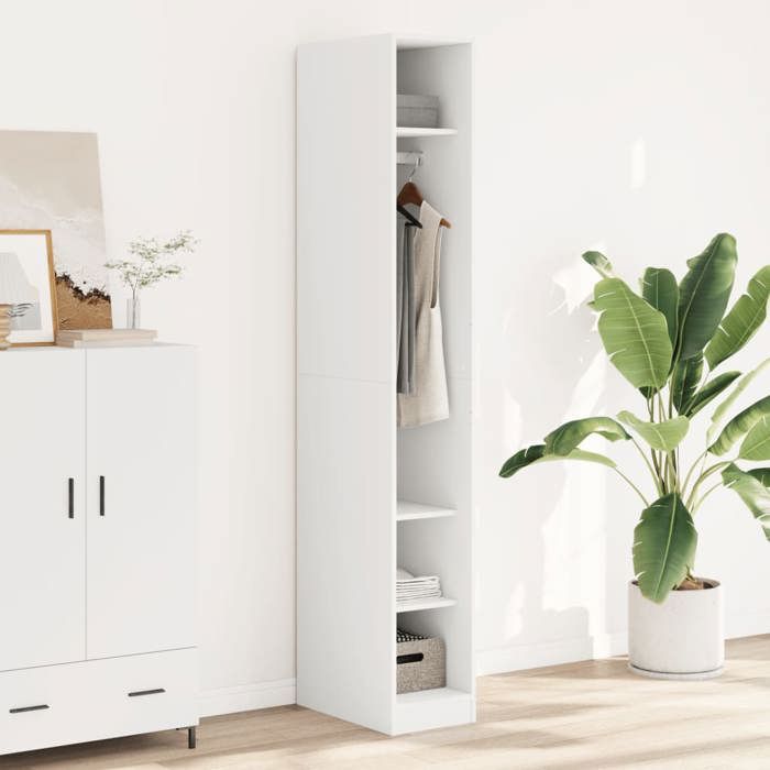 vidaXL Garde-robe Blanc 30x50x200 cm Bois dingénierie armoire de rangement organisateur de garde-robe armoire placard 3307684