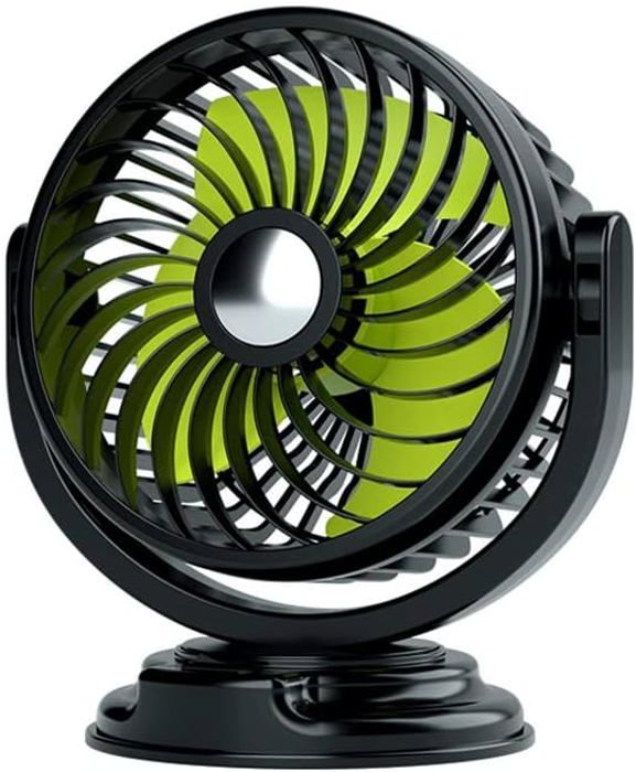 Ventilateur de Véhicule Portable  Ventilateur de Bureau à Rotation à 360° Ventilateur Électrique Silencieux 12V Prise - Rwoythk