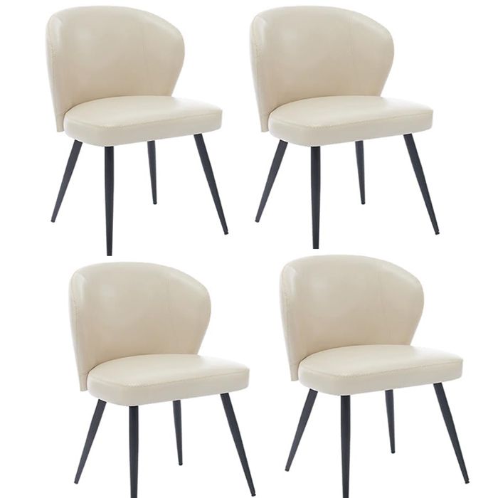 Chaise salle a manger en cuir 4PCS Chaises de cuisine modernes PU Beige à dossier incurvé avec pieds en acier BEIGE