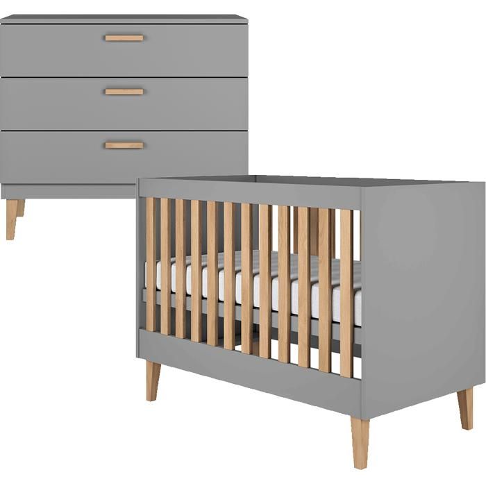 Lit et Commode Kocot Kids - Kubi - 66 x 124 x 90cm - Gris Lit et Commode Kocot Kids - Kubi - 66 x 124 x 90cm - Gris