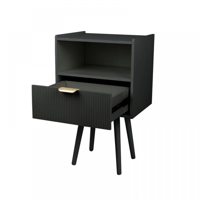 MIPAN CHEVET 42*30*65cm Table de chevet à tiroirs Table de chevet facile à monter Noir