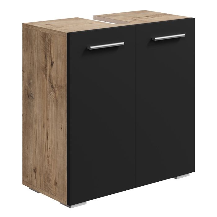 Meuble vasque Jupiter - Chêne châtaignier avec noir - 60 x 30 x 60 cm - Meuble de salle de bain Meuble vasque Jupiter - Chêne châtaignier avec noir - 60 x 30 x 60 cm - Meuble de salle de bain