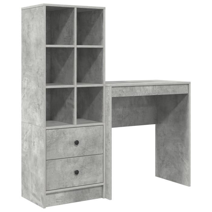 FAF-NEUF* Buffet bas dentrée - Bureau avec rangement - Gris béton - Panneau de particules JUILLET859850