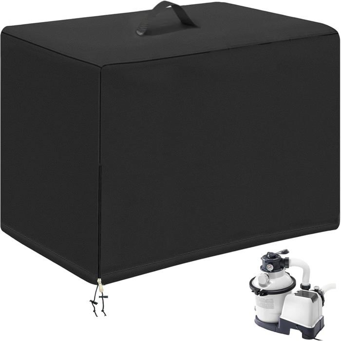 Ytwkafa Housse De Pompe De Piscine Étanché 420D Oxford - Protection Robuste Anti-UV Et Vent Fort, 84 X 61 X 86 Cm, Noir