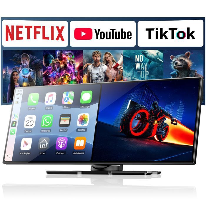 CAMPARK 11.26 Autoradio Carplay sans Fil Écran Tactile Caméra de Recul 1080P Android Auto Vidéo en ligne Netflix YouTube TikTok