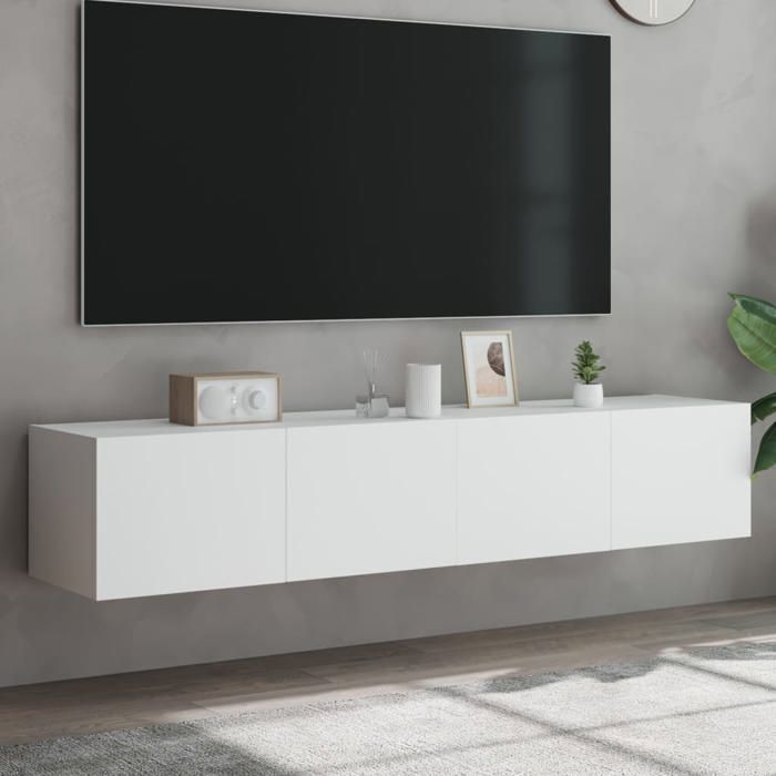 TV LCD Miniature Pour Maison De Poupée – Meuble TV Blanc – Échelle 1:12 – 2 Pièces Déco