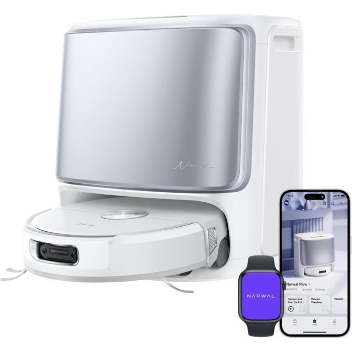 NARWAL FLOW - Aspirateur Robot Laveur avec Station - 22 000 Pa - DualFlow Anti Enchevêtrement Poil Animaux - Systeme Lavage FlowWash - Narwal
