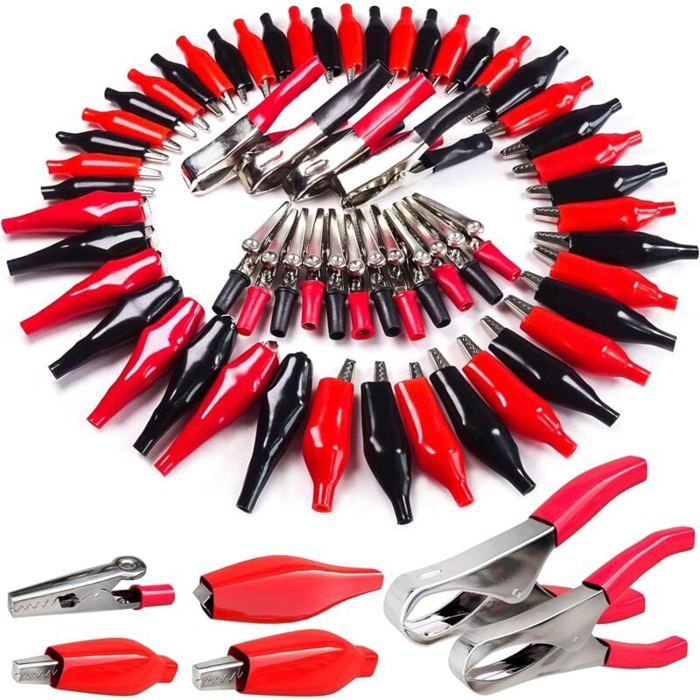 Ensemble de pinces Crocodile en métal, 60 pièces, connecteur de pince