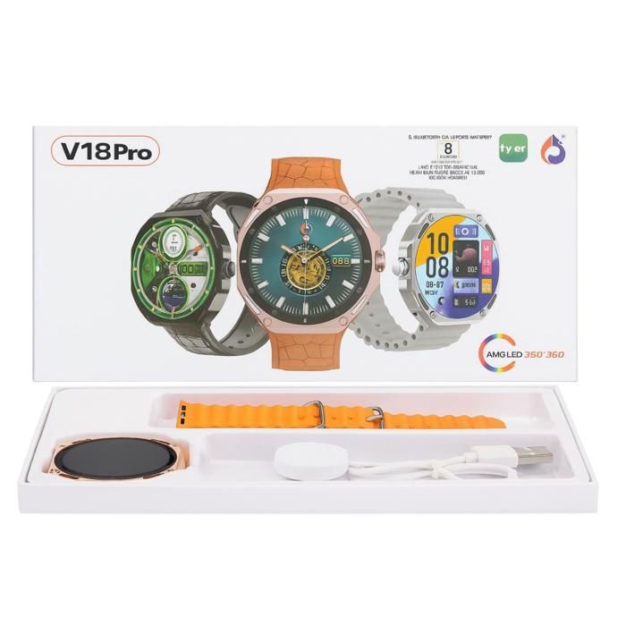 Montre Connectée V18 Pro Smartwatch Sport Écran 152” Recharge Sans Fil Suivi Santé & Activité Compatible Android iOS