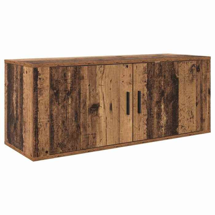 [7287281]Meuble TV Flottante Console de Divertissement Meuble TV mural Montage mural Bois Ancien 100x34 5x40 cm Poids:18.04 Kg
