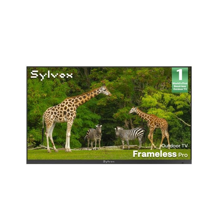 SYLVOX Framelesspro TV Extérieur 43”(109cm) Télé Hyper Lumineuse 2000Nit 4K UHD Dolby Atmos IP56 étanche Cadre ultrafin Google TV
