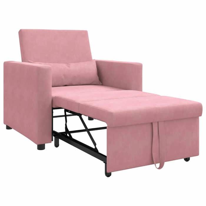 TOP 2026 Canapé Lit Simple - Petit sofa - Pour salon - Rose clair 90x165x87 cm Velours FF41