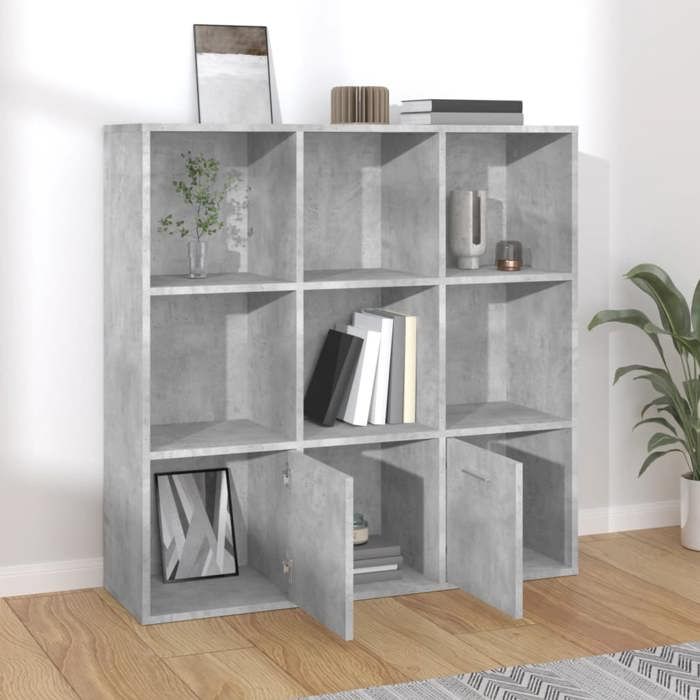 (SOLDE Printemps)Meuble de rangement - Gris Bibliothèque - CLARENCE - Pour salon - Gris béton 98 x 30 x 98cm Bois d’ingénierie - 435