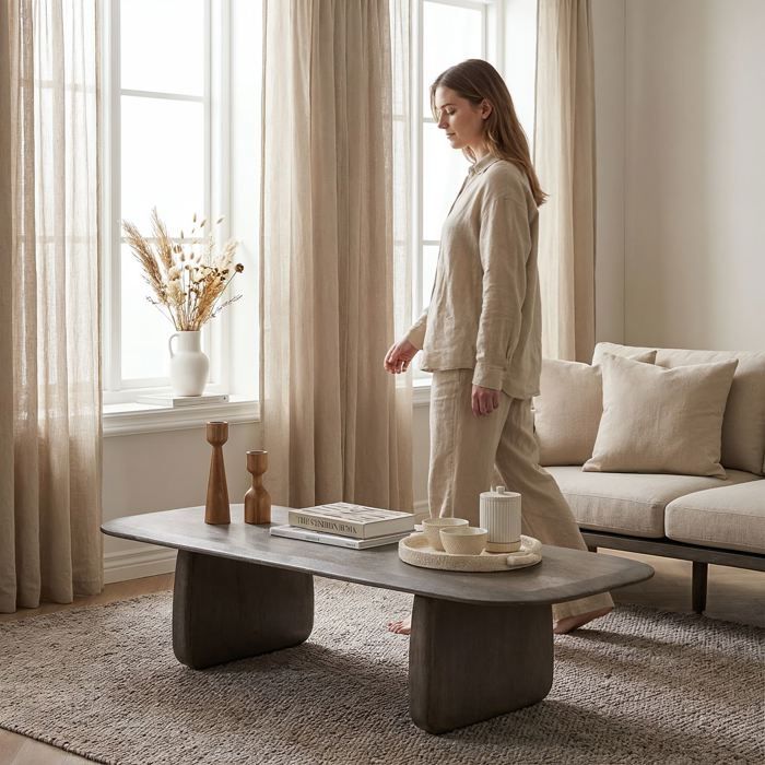 Table Basse HERMO L 135 cm en Bois de Manguier Massif Gris Design Moderne avec Finition Lasurée Idéale pour Salon Meuble Design Table Basse HERMO L 135 cm en Bois de Manguier Massif Gris Design Moderne avec Finition Lasurée Idéale pour Salon Meuble Design