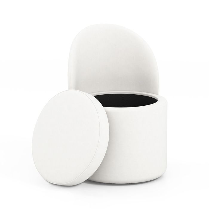 Tabouret de Coiffeuse COSTWAY avec Espace de Rangement 36L Siège Rembourré en Mousse Moderne 49 x 48 x 68 cm (L x l x H) Blanc