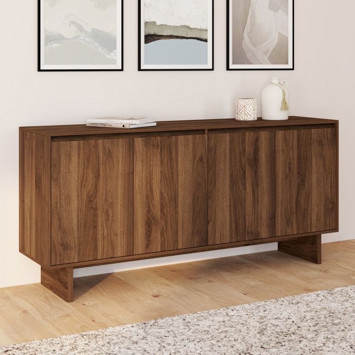 ID MARKET buffet 4 portes 160 cm Moderne bois effet noyer ID MARKET buffet 4 portes 160 cm Moderne bois effet noyer