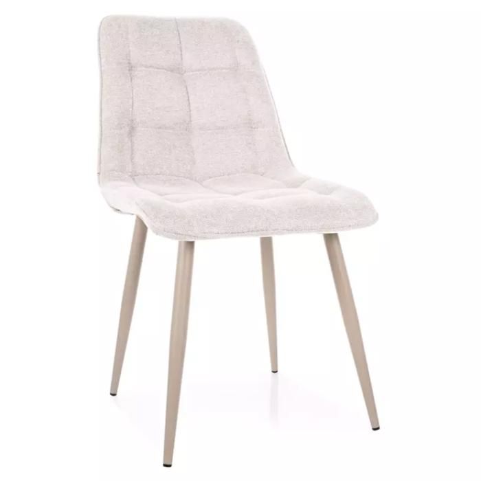 Chaise - Meubles&Design - Chaise tissu beige pieds métal cachemire confort tendance TIRRES Chaise - Meubles&Design - Chaise tissu beige pieds métal cachemire confort tendance TIRRES