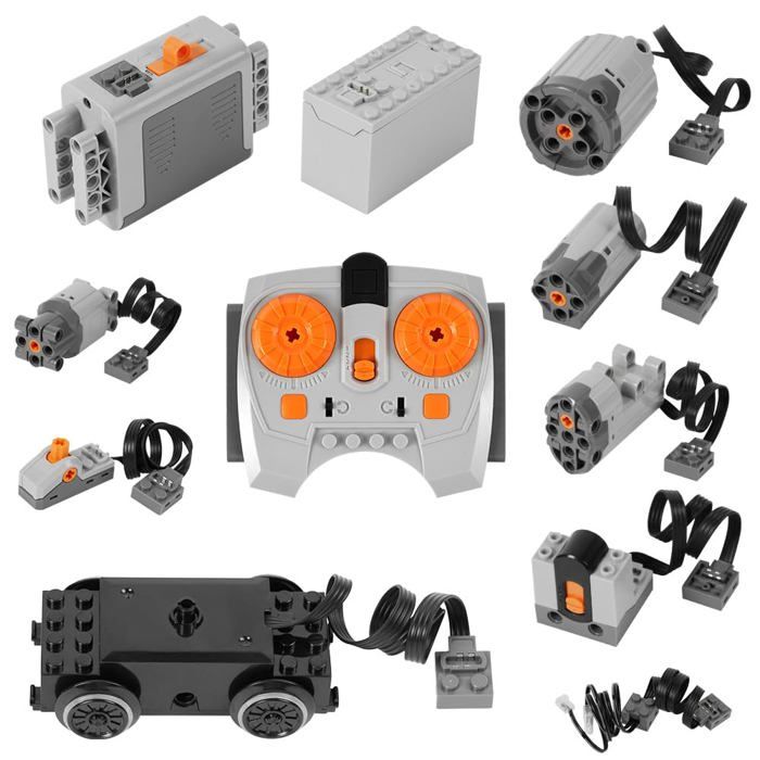 guobinZH Power Functions Kit de Moteurs Electriques avec Télécommande Compatible avec de Nombreux Modèles DIY Blocs de Serrage Accessoires de Modification des Chemins de fer de Ville pour 6+ Ans