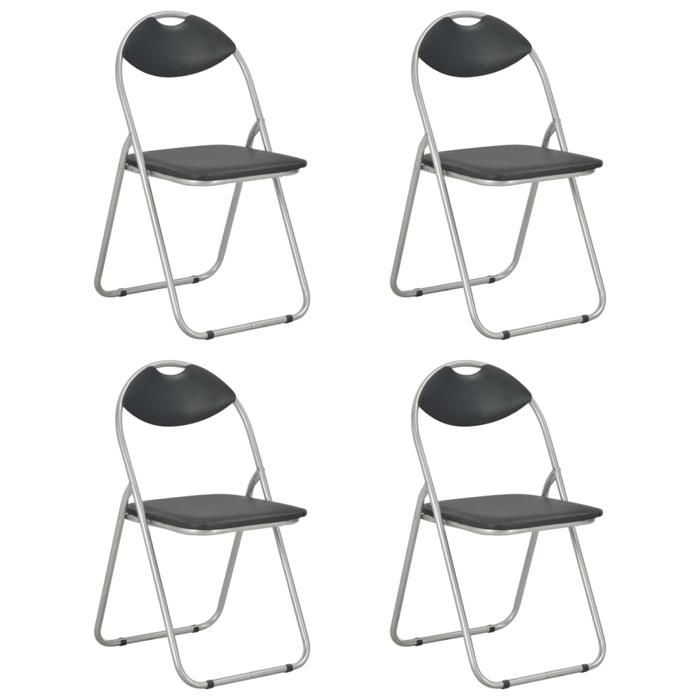 Noir Chaises pliantes à manger lot de 4 noir similicuir - Chaise de repas H16065