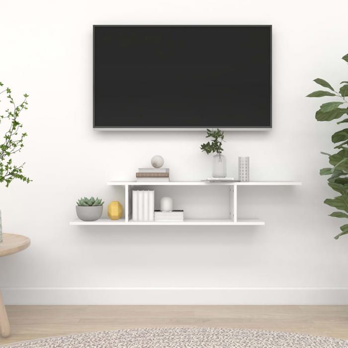 Banc TV Magnifique - Blanc Étagère TV murale - Armoire TV Pour Téléviseur - Blanc 125x18x23cm - Bois d’ingénierie CL3172896