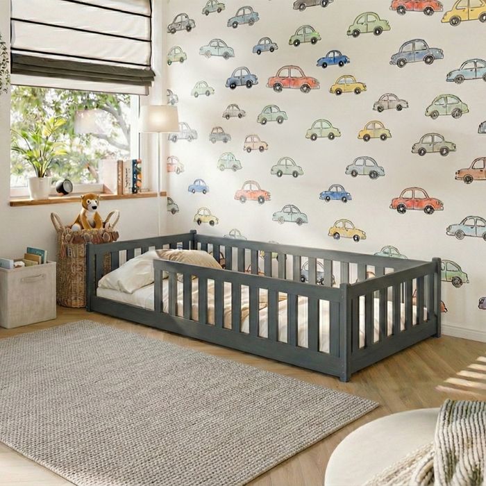 Lit avec barrières Petits-meubles - Maya - 198 x 97 x 45cm - Anthracite Lit avec barrières Petits-meubles - Maya - 198 x 97 x 45cm - Anthracite