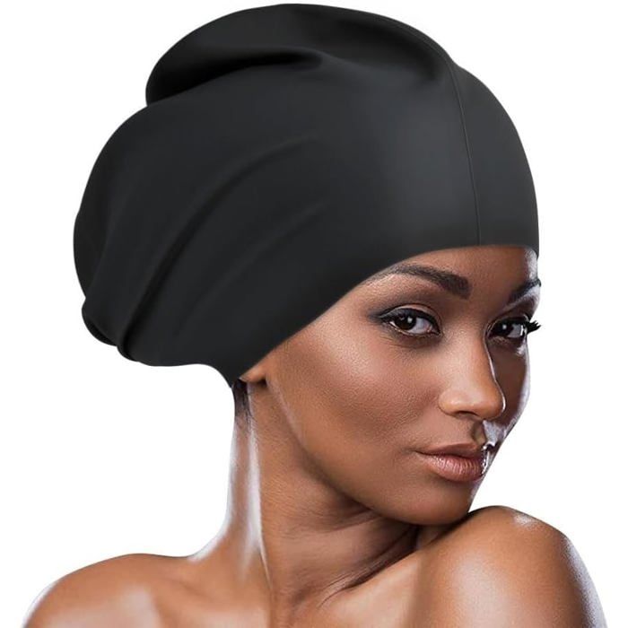 Bonnet de Bain Extra-Large en Silicone Imperméable - Qualité Supérieure pour Cheveux Longs Épais ou Bouclés - Homme et Femme