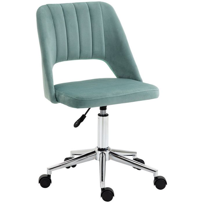Chaise de bureau chaise de bureau à hauteur réglable sans accoudoirs chaise de bureau pivotante aspect velours chaise de coiffeuse