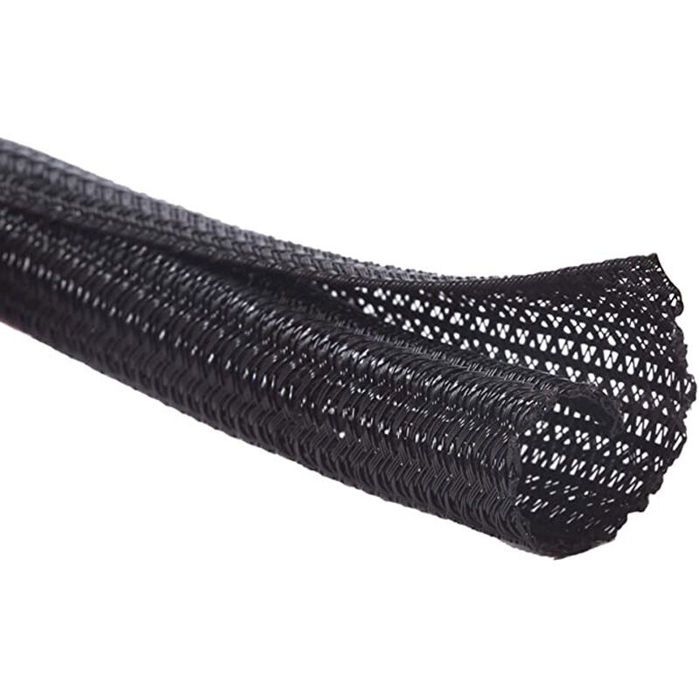 13mm-100m Gaine Câble Tressée Extensible Fil Rangement Câble Protege Câble pour Câbles Automobiles Fils - Noir