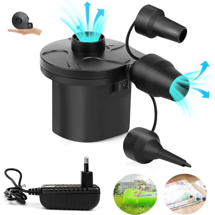 Pompe à air électrique avec 3 embouts pour sacs de couchage sous vide matelas et piscines gonflables.