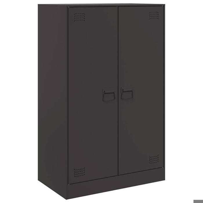 Buffet bas séjour{1 pièce}meuble de rangementdesign épuré noir 67x39x107 cm acier nru71x87