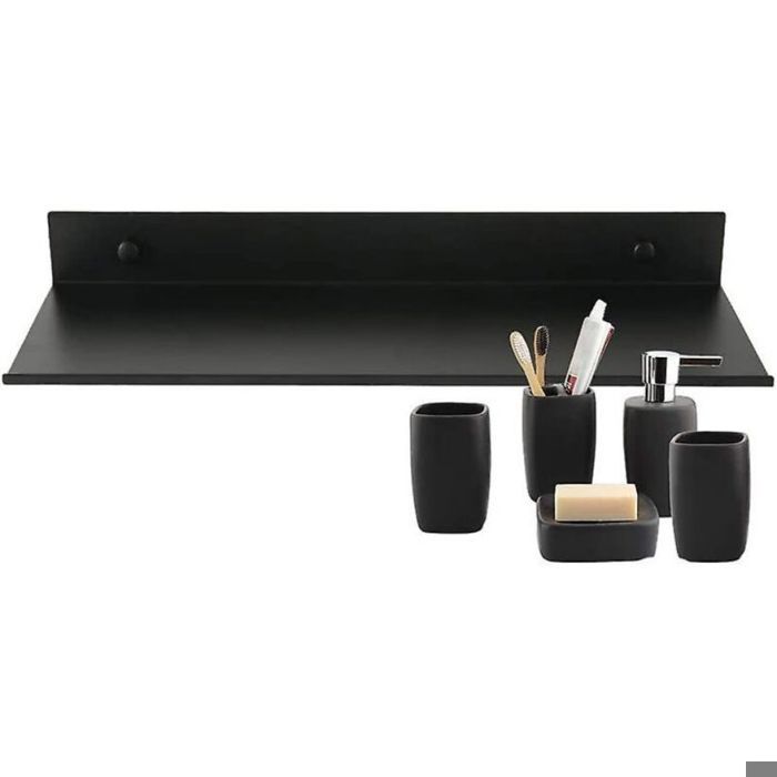 Étagère murale flottante salle de bain aluminium mat ultra fine 30 cm résistante & design noir